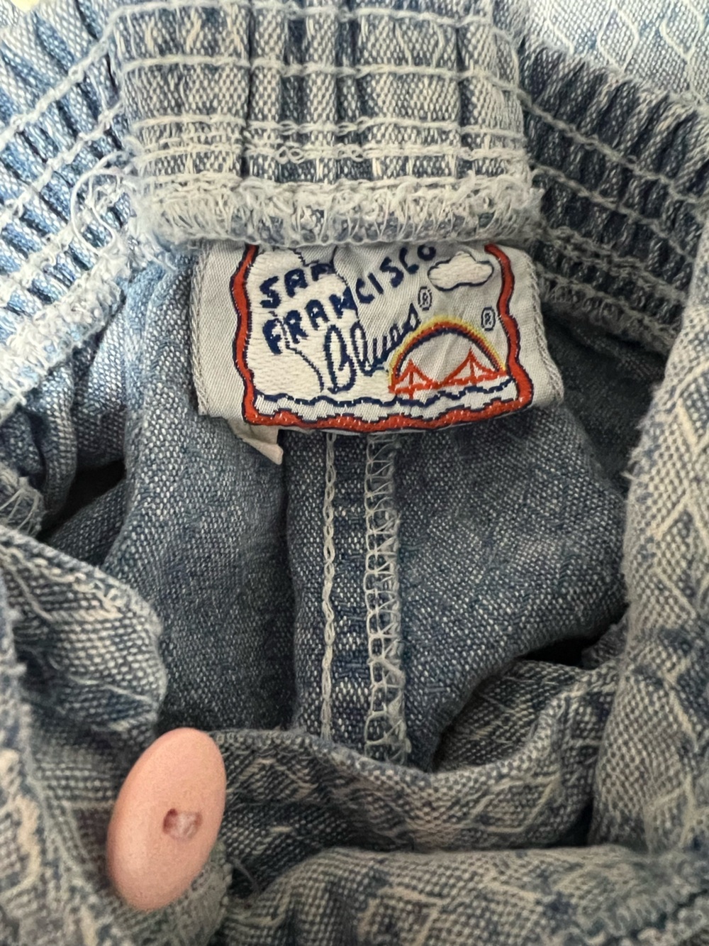 Vintage 90s San Francisco Blues Denim Overall Romper Baby 12M - Picture 6 of 7